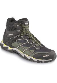 MEINDL - Buty turystyczne męskie Meindl Houston Mid Gore-Tex. Kolor: szary, zielony, wielokolorowy. Technologia: Gore-Tex. Sport: turystyka piesza