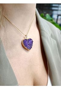 Brazi Druse Jewelry - Naszyjnik Ametyst Serce Duże Złocone. Materiał: pozłacane, złote, srebrne. Kamień szlachetny: ametyst #1