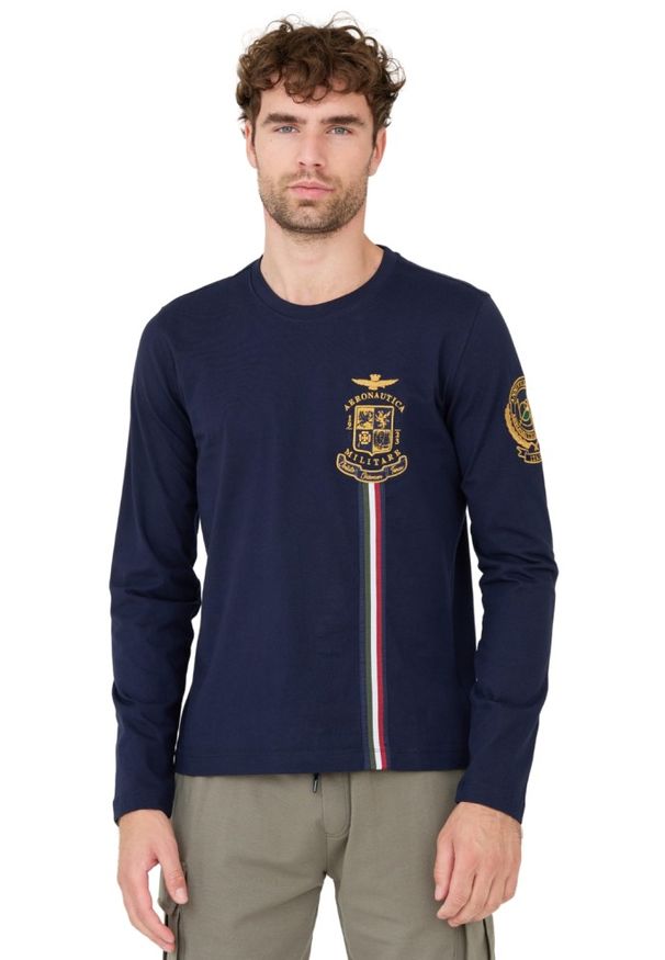Aeronautica Militare - AERONAUTICA MILITARE Granatowy longsleeve. Kolor: niebieski. Długość rękawa: długi rękaw