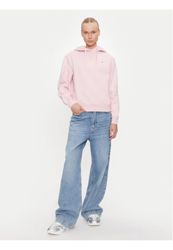 TOMMY HILFIGER - Tommy Hilfiger Bluza WW0WW41245 Różowy Relaxed Fit. Kolor: różowy. Materiał: syntetyk, bawełna