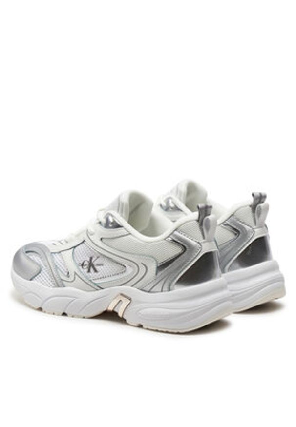 Calvin Klein Jeans Sneakersy Retro Tennis Low Lace Mh Ml Mr YW0YW01381 Biały. Kolor: biały. Materiał: skóra