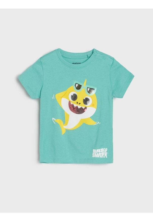 Sinsay - Koszulka Baby Shark - koralowy. Kolor: pomarańczowy