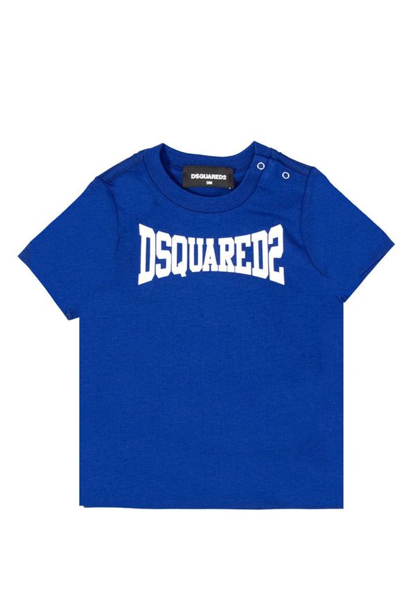 DSQUARED2 KIDS - Niebieski t-shirt z grafiką logo 0-3 lata. Kolor: niebieski. Materiał: bawełna. Sezon: lato. Styl: klasyczny