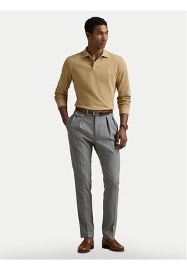 Polo Ralph Lauren Polo 710680790123 Beżowy Custom Slim Fit. Typ kołnierza: polo. Kolor: beżowy. Materiał: bawełna