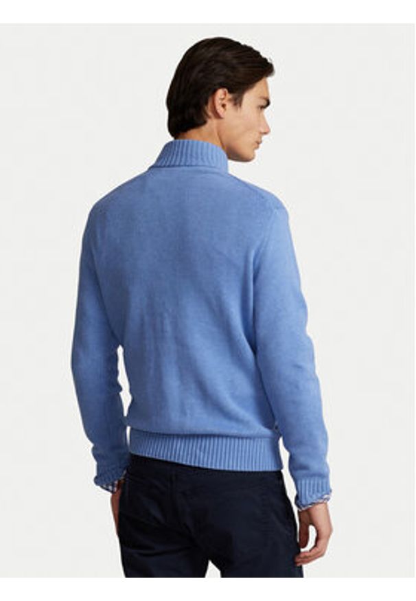 Polo Ralph Lauren Sweter 710859939005 Niebieski Regular Fit. Typ kołnierza: polo. Kolor: niebieski. Materiał: bawełna