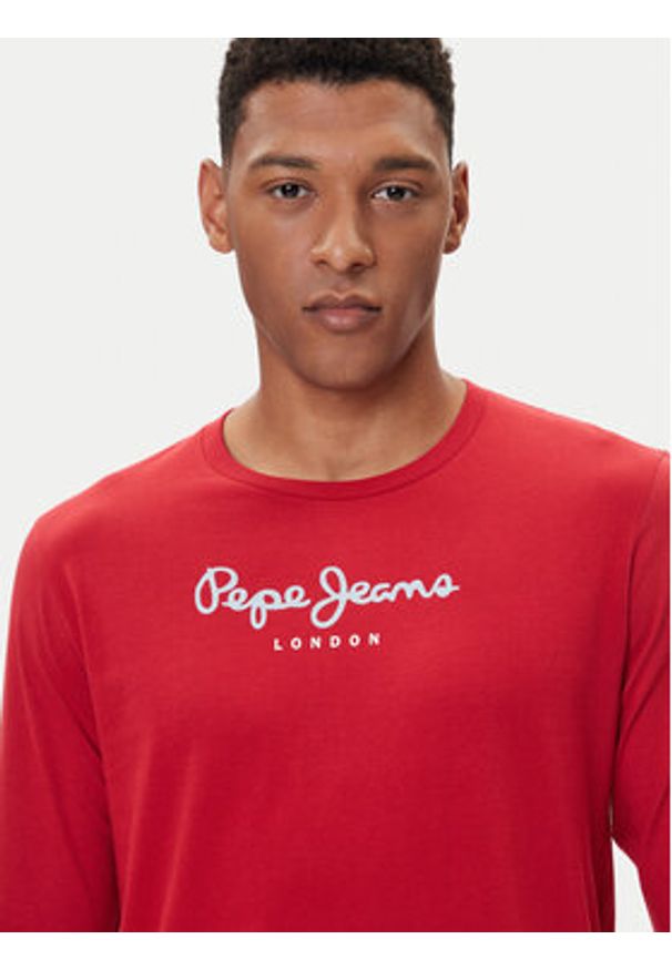 Pepe Jeans Longsleeve Eggo Long N PM5010135 Czerwony Regular Fit. Kolor: czerwony. Materiał: bawełna. Długość rękawa: długi rękaw