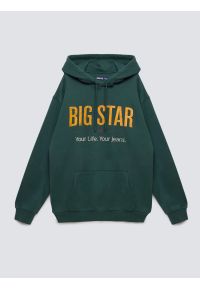 Big-Star - Bluza męska z kapturem z logo BIG STAR zielona Ashlyno 304. Typ kołnierza: kaptur. Kolor: zielony. Materiał: jeans, materiał, dzianina, skóra #4