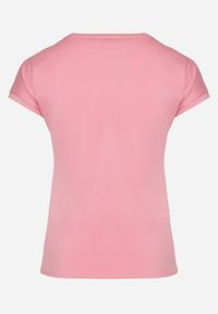 Born2be - Różowy T-shirt z Napisem z Motywem Kawy Dimrrue. Kolor: różowy. Materiał: tkanina. Wzór: napisy. Styl: elegancki #4