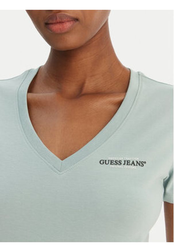 Guess Jeans T-Shirt W4YI23 J1314 Zielony Regular Fit. Kolor: zielony. Materiał: bawełna