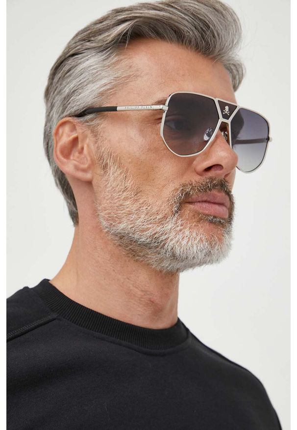 Philipp Plein okulary przeciwsłoneczne męskie kolor szary. Kolor: szary