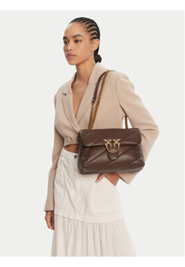 Pinko - PINKO Torebka Love Puff Classic Cl Al 25-26 PLTT 100038 A0F2 Brązowy. Kolor: brązowy. Materiał: skórzane