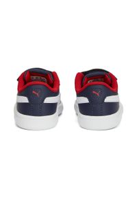 Puma - Niemowlęce skórzane sneakersy Smash 3.0 V PUMA Navy White For All Time Red Blue. Kolor: niebieski, wielokolorowy, biały. Materiał: skóra. Sport: turystyka piesza