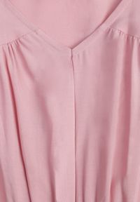 Born2be - Różowa Sukienka z Wiskozy o Rozkloszowanym Kroju Folky. Okazja: na co dzień. Typ kołnierza: dekolt w kształcie V. Kolor: różowy. Wzór: gładki. Typ sukienki: proste. Materiał: wiskoza. Sezon: lato. Styl: elegancki, casual. Długość: midi #3