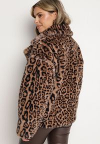 Born2be - Brązowa Kurtka Futerko w Panterkę z Kieszeniami Fidelis. Okazja: na co dzień. Kolor: brązowy. Materiał: futro. Wzór: motyw zwierzęcy. Styl: casual, elegancki #4