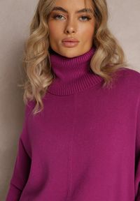 Renee - Fioletowy Golf z Rękawem Nietoperz Elsinne. Typ kołnierza: golf. Kolor: fioletowy. Długość rękawa: długi rękaw. Długość: długie #4