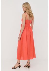 MAX&Co. sukienka kolor pomarańczowy maxi rozkloszowana. Kolor: pomarańczowy. Materiał: tkanina. Długość rękawa: na ramiączkach. Wzór: gładki. Typ sukienki: rozkloszowane. Długość: maxi #3