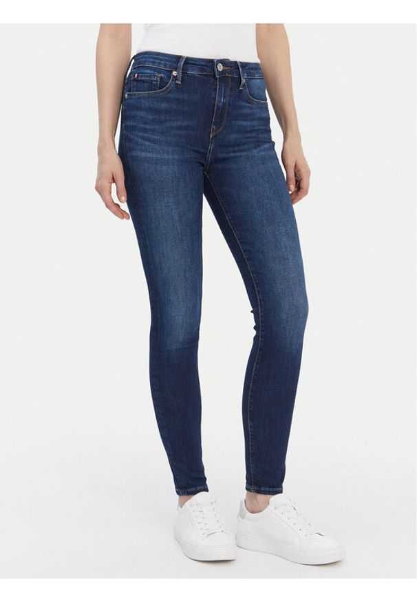TOMMY HILFIGER - Tommy Hilfiger Jeansy WW0WW45010 Granatowy Slim Fit. Kolor: niebieski