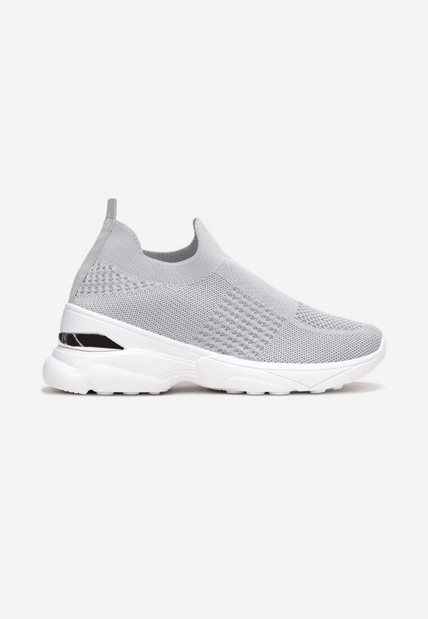 Born2be - Szare Buty Sportowe na Grubej Podeszwie z Elastyczną Cholewką Tyla. Zapięcie: bez zapięcia. Kolor: szary. Szerokość cholewki: normalna. Sezon: lato, wiosna