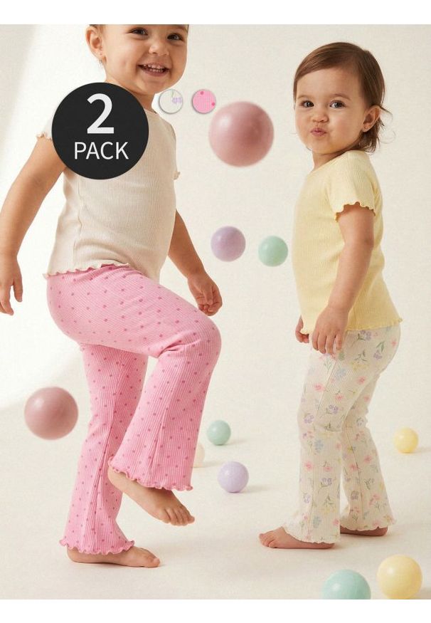 Sinsay - Legginsy w stylu flare 2 pack - kremowy. Kolor: kremowy