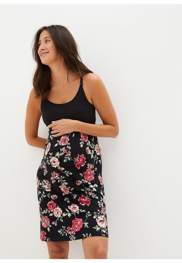 bonprix - Sukienka ciążowa i do karmienia 2 w 1 z wiskozy. Kolekcja: moda ciążowa. Kolor: czarny. Materiał: wiskoza