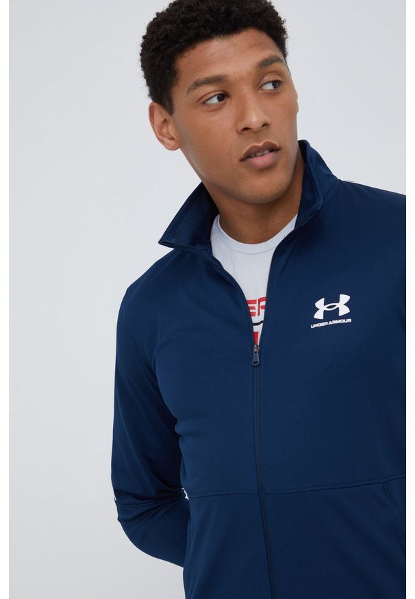 Under Armour bluza treningowa Pique 1366202 kolor granatowy. Kolor: niebieski. Materiał: materiał