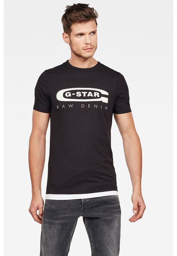 G-Star RAW - G-Star Raw - T-shirt D15104.336.6484. Kolor: czarny. Wzór: nadruk