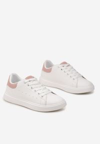 Born2be - Biało-Różowe Sneakersy Zylvana. Kolor: różowy. Materiał: materiał. Szerokość cholewki: normalna. Wzór: aplikacja #4