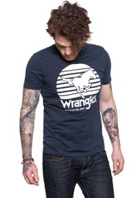 Wrangler - WRANGLER T SHIRT SS HORSE TEE DARK NAVY W7G1D3XAE. Wzór: nadruk #3