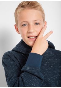 bonprix - Bluza z kapturem z miękkiej mieszanki bawełny. Okazja: na uczelnię. Typ kołnierza: kaptur. Kolor: niebieski. Materiał: bawełna. Wzór: melanż. Styl: sportowy #3