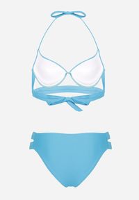 Born2be - Jasnoniebieskie Bikini Biustonosz i Majtki Typu Figi Ozdobione Wycięciami Kinlira. Kolor: niebieski. Wzór: aplikacja #6