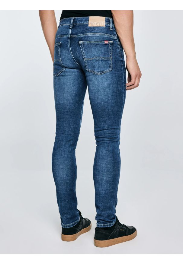 Big-Star - Jeansy męskie skinny z przetarciami niebieskie Jeffray 366. Stan: obniżony. Kolor: niebieski. Sezon: lato. Styl: klasyczny