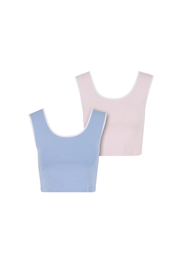 Krótkie topy damskie Urban Classics Contrast. Kolor: niebieski. Długość: krótkie. Styl: elegancki