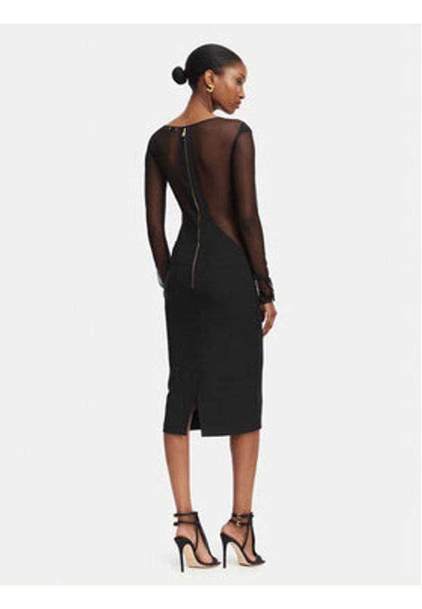 Elisabetta Franchi Sukienka koktajlowa AB-898-62E2-V390 Czarny Slim Fit. Kolor: czarny. Materiał: syntetyk. Styl: wizytowy