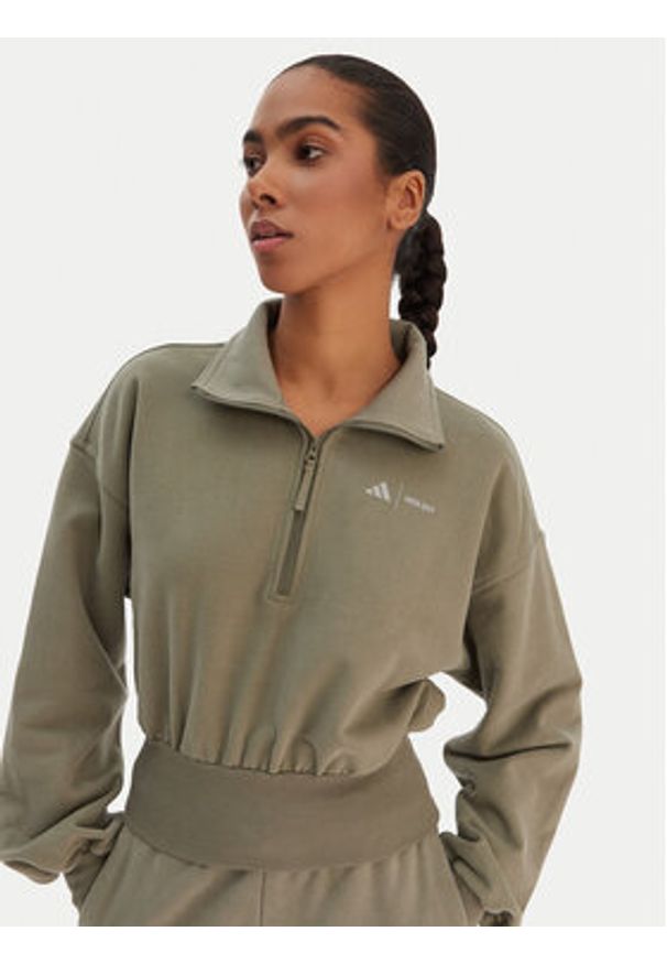 Adidas - adidas Bluza JM1101 Zielony Loose Fit. Kolor: zielony. Materiał: bawełna