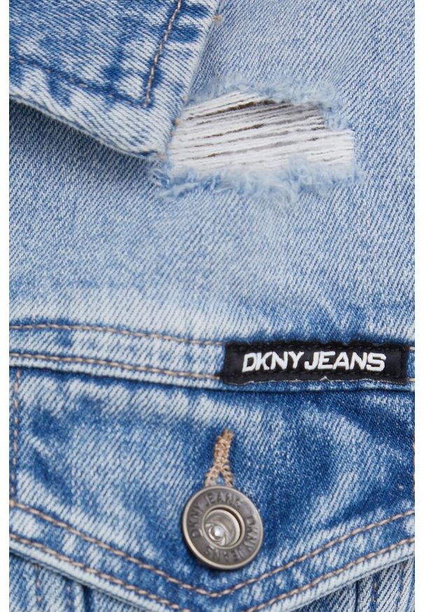 DKNY - Dkny kurtka jeansowa damska przejściowa. Okazja: na co dzień. Kolor: niebieski. Materiał: jeans. Styl: casual
