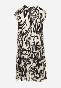 Born2be - Czarna Bawełniana Sukienka z Abstrakcyjnym Wzorem Lioraia. Okazja: na co dzień. Typ kołnierza: dekolt w kształcie V. Kolor: czarny. Materiał: bawełna. Długość rękawa: krótki rękaw. Typ sukienki: proste. Styl: casual, elegancki #3