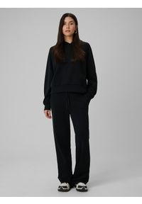 4f - 4F Bluza dresowa regular z kapturem damska - czarna L. Okazja: na co dzień. Typ kołnierza: kaptur. Kolor: czarny. Materiał: dresówka. Styl: casual, klasyczny #2