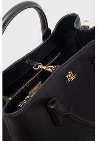 Lauren Ralph Lauren torebka skórzana 431876725004 kolor czarny. Kolor: czarny. Materiał: skórzane. Rodzaj torebki: na ramię #3