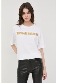 Silvian Heach t-shirt bawełniany kolor biały. Kolor: biały. Materiał: bawełna. Wzór: aplikacja #4