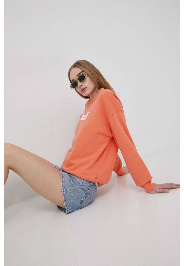Levi's® - Levi's bluza bawełniana damska kolor pomarańczowy z nadrukiem. Okazja: na spotkanie biznesowe. Kolor: pomarańczowy. Materiał: bawełna. Wzór: nadruk. Styl: biznesowy