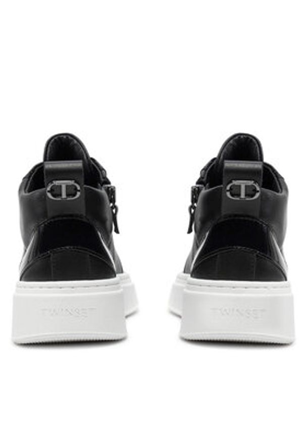 TwinSet - TWINSET Sneakersy Sneaker 242GCJ01C Czarny. Kolor: czarny. Materiał: skóra
