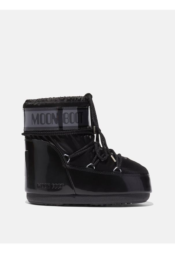 Śniegowce damskie Moon Boot ICON LOW GLANCE BLACK SATIN BOOTS. Kolor: czarny