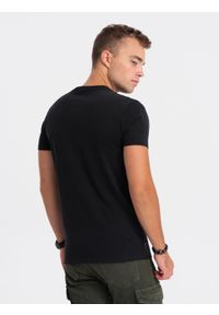 Ombre Clothing - T-shirt męski bawełniany z nadrukiem - czarny V1 OM-TSPT-0162 - XXL. Kolor: czarny. Materiał: bawełna. Długość rękawa: krótki rękaw. Długość: krótkie. Wzór: nadruk #8