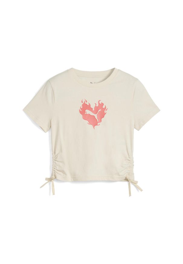 Koszulka Puma Flaming Love Knotted Tee T-Shirt G Dzieci. Kolor: biały, wielokolorowy, beżowy