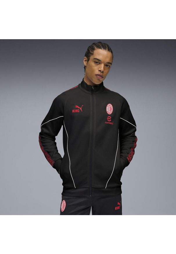 Puma - Męska kurtka AC Milan KING Anthem PUMA Black For All Time Red. Kolor: czerwony, wielokolorowy, czarny. Sport: bieganie