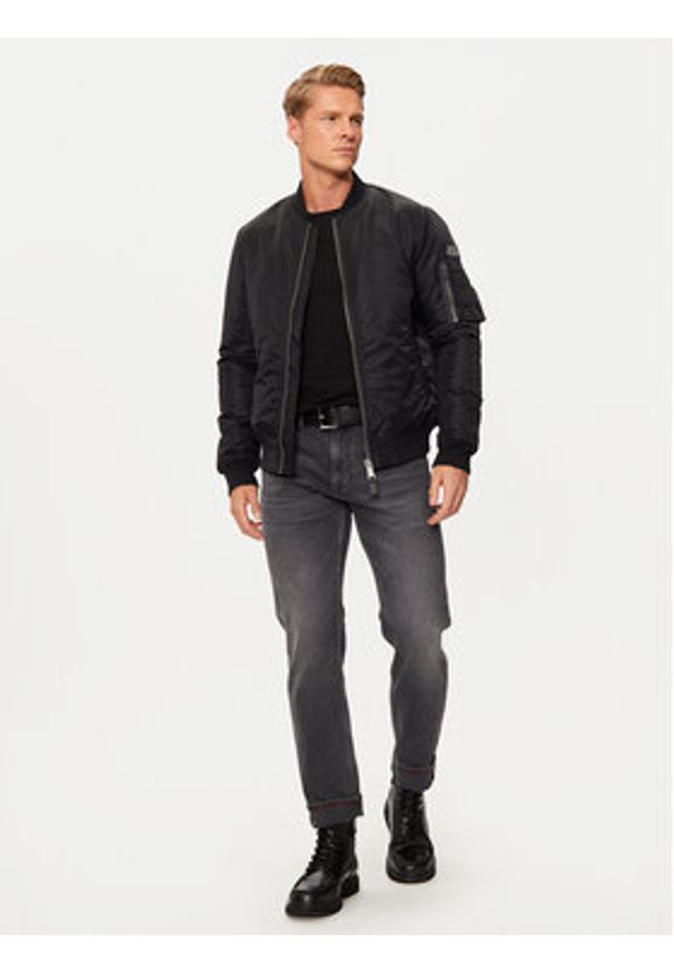 SCHOTT N.Y.C. Kurtka bomber AIRFORCERS Czarny Regular Fit. Kolor: czarny. Materiał: syntetyk