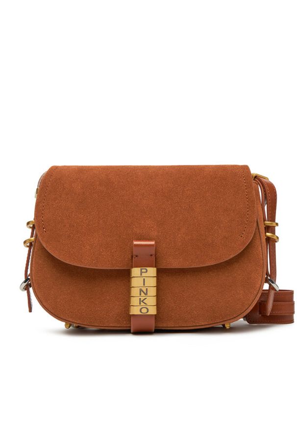 Pinko - PINKO Torebka Saddle Mini PE PLTT 103831 A29N Brązowy. Kolor: brązowy. Materiał: skórzane, zamszowe