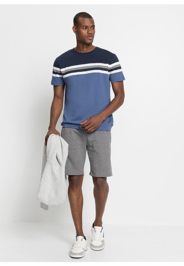 bonprix - T-shirt z czystej bawełny. Kolor: niebieski. Materiał: bawełna. Długość: długie