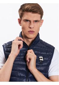 Karl Lagerfeld - KARL LAGERFELD Kamizelka 505023 500590 Granatowy Regular Fit. Typ kołnierza: dekolt w karo. Kolor: niebieski. Materiał: syntetyk #4