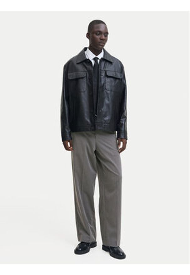 Jack & Jones Chinosy Bill 12293368 Szary Wide Leg. Kolor: szary. Materiał: syntetyk